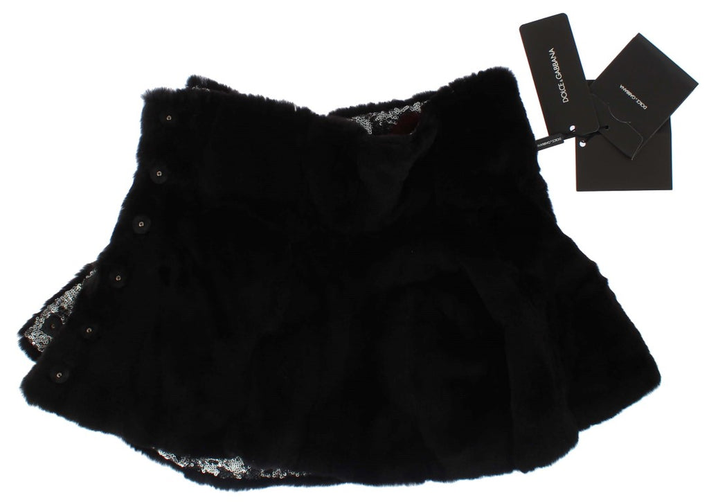 Dolce & Gabbana Silberner, paillettenbesetzter, floraler Wiesel-Pelz-Schultertuch-Wickelschal