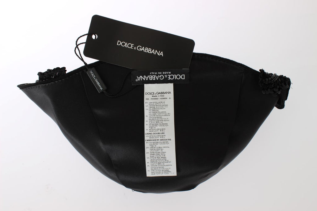 Dolce & Gabbana Black Crystal Gold Cherry Brooch Hat