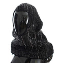Dolce & Gabbana Black Knitted Sequin Hooded Scarf Hat