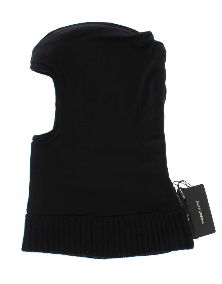 Dolce & Gabbana Black Knitted Sequin Hooded Scarf Hat