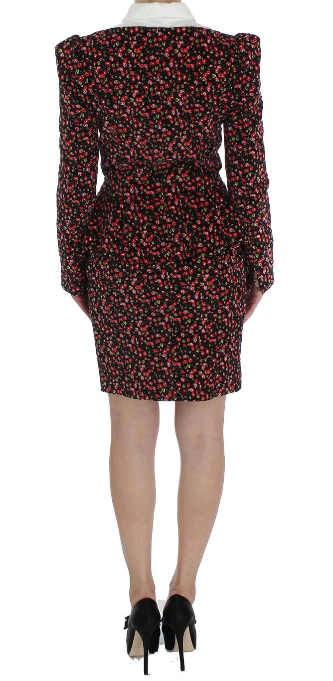 BENCIVENGA Schwarzer Multicolor Floral Anzug