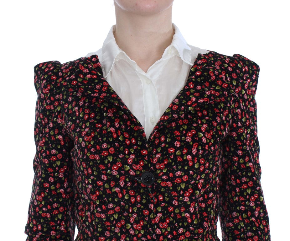 BENCIVENGA Schwarzer Multicolor Floral Anzug