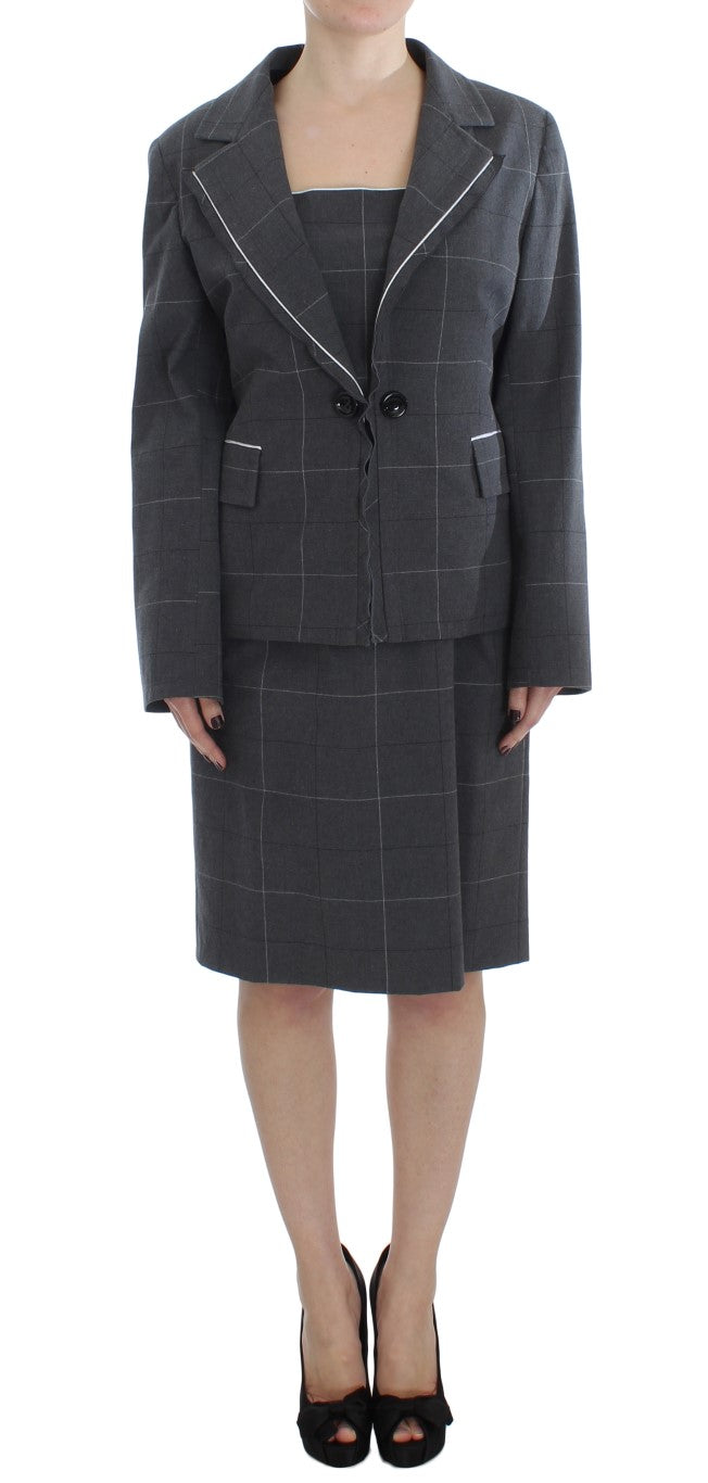 BENCIVENGA Graues Stretch-Mantelkleid Anzug-Set