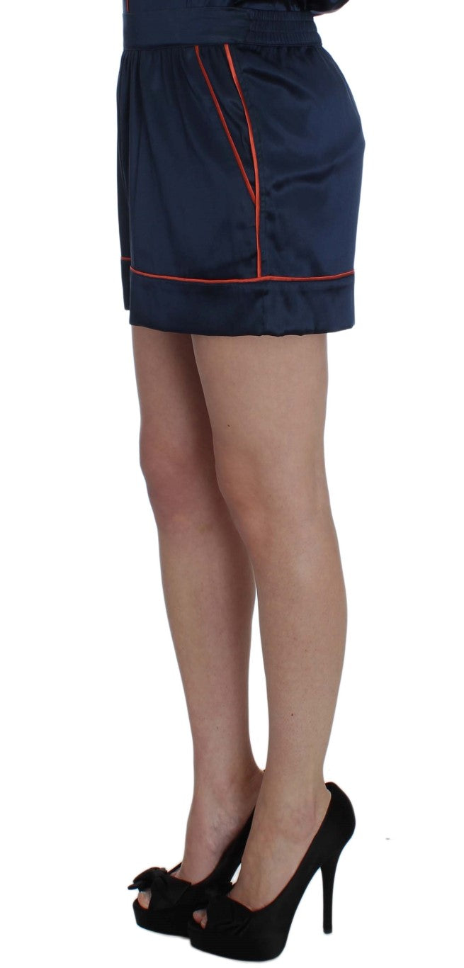 Dolce & Gabbana Blue Silk Stretch Pyjama Shorts