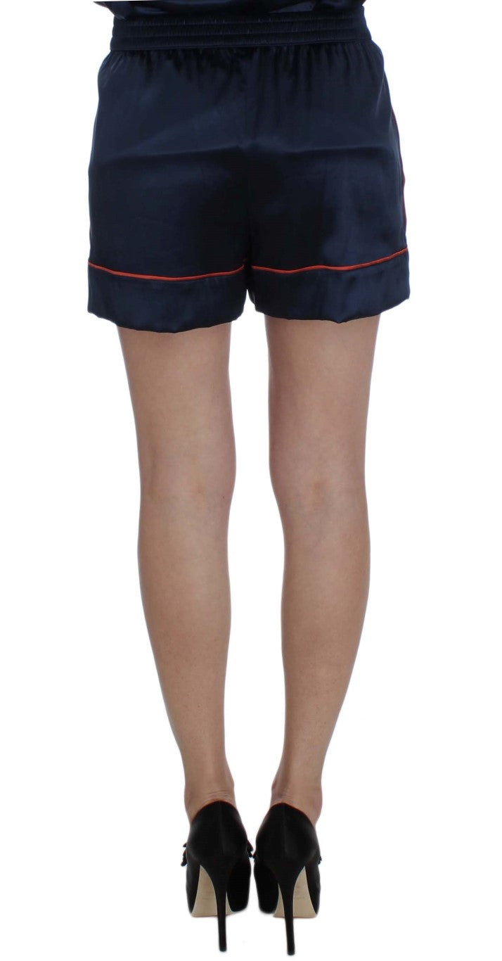 Dolce & Gabbana Blue Silk Stretch Pyjama Shorts