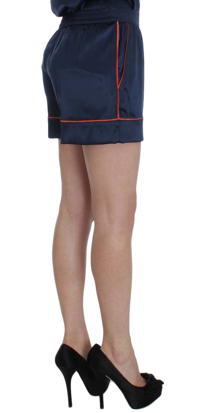 Dolce & Gabbana Blue Silk Stretch Pyjama Shorts