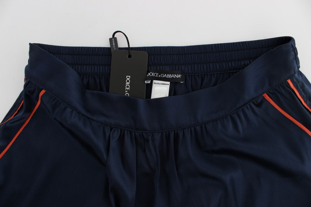 Dolce & Gabbana Blue Silk Stretch Pyjama Shorts