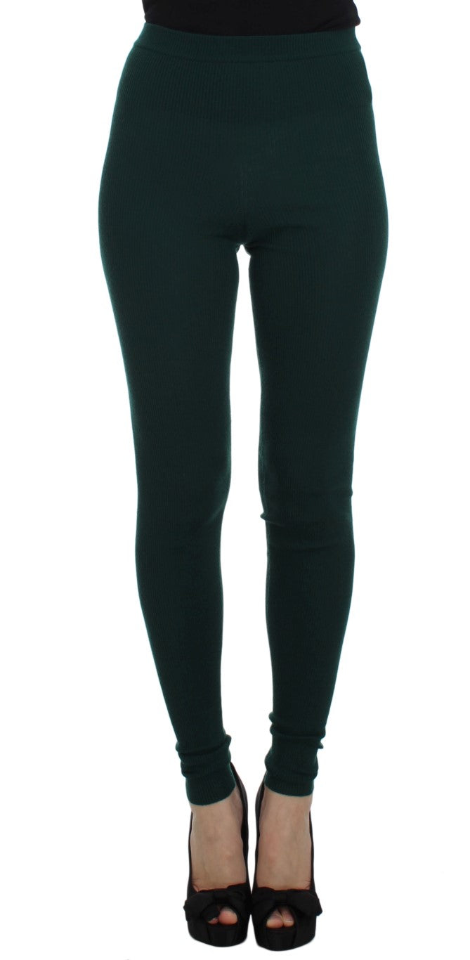 Dolce & Gabbana Green Cashmere-Stretch Tights Pants
