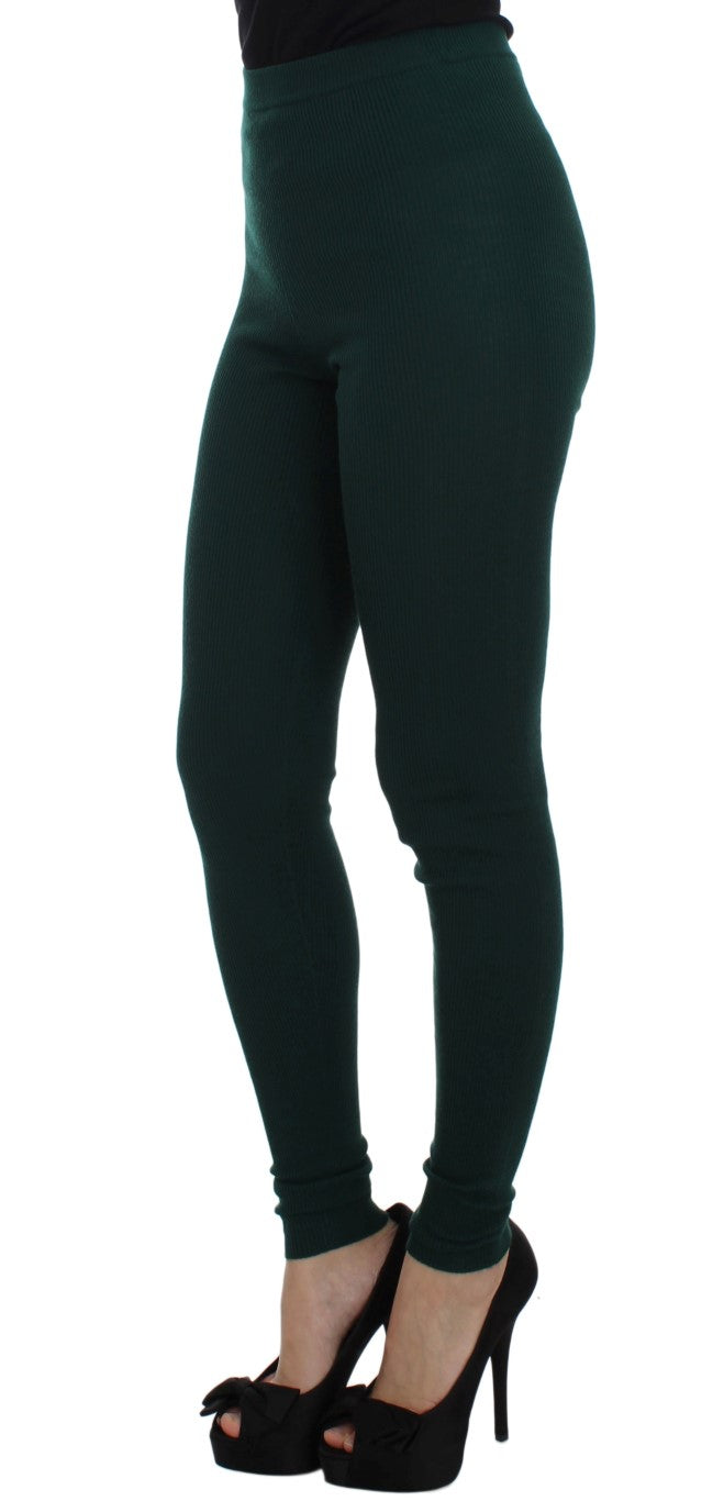Dolce & Gabbana Green Cashmere-Stretch Tights Pants