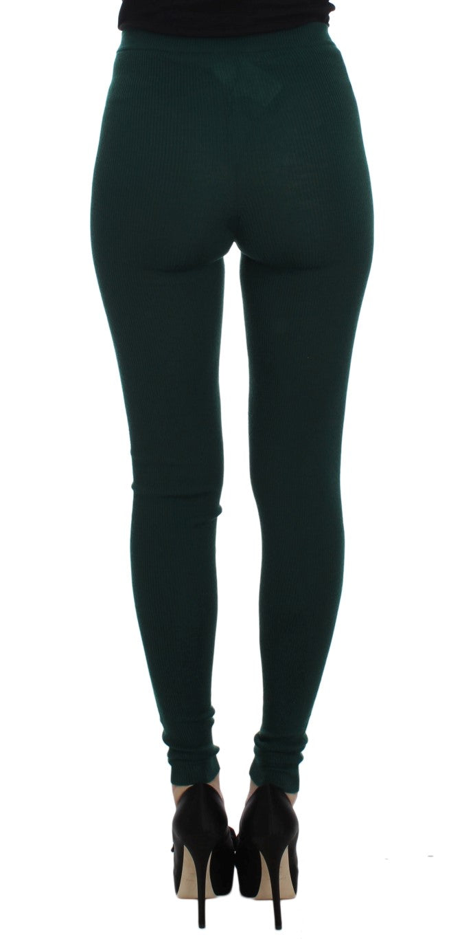 Dolce & Gabbana Green Cashmere-Stretch Tights Pants