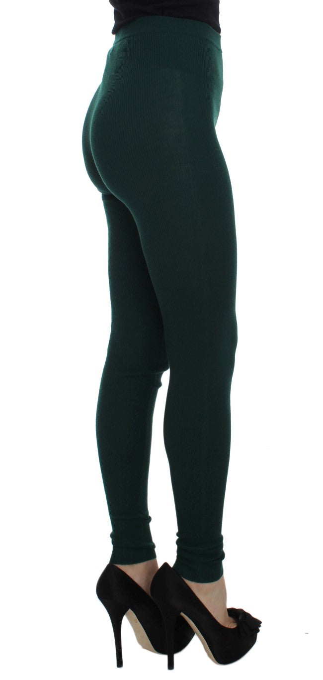 Dolce & Gabbana Green Cashmere-Stretch Tights Pants