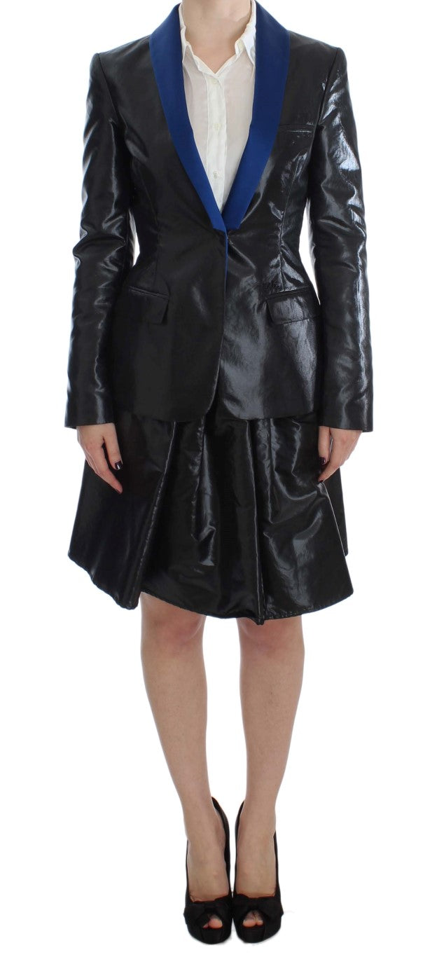 Exte Schwarz Blau Zweiteiliger Anzug Rock &amp