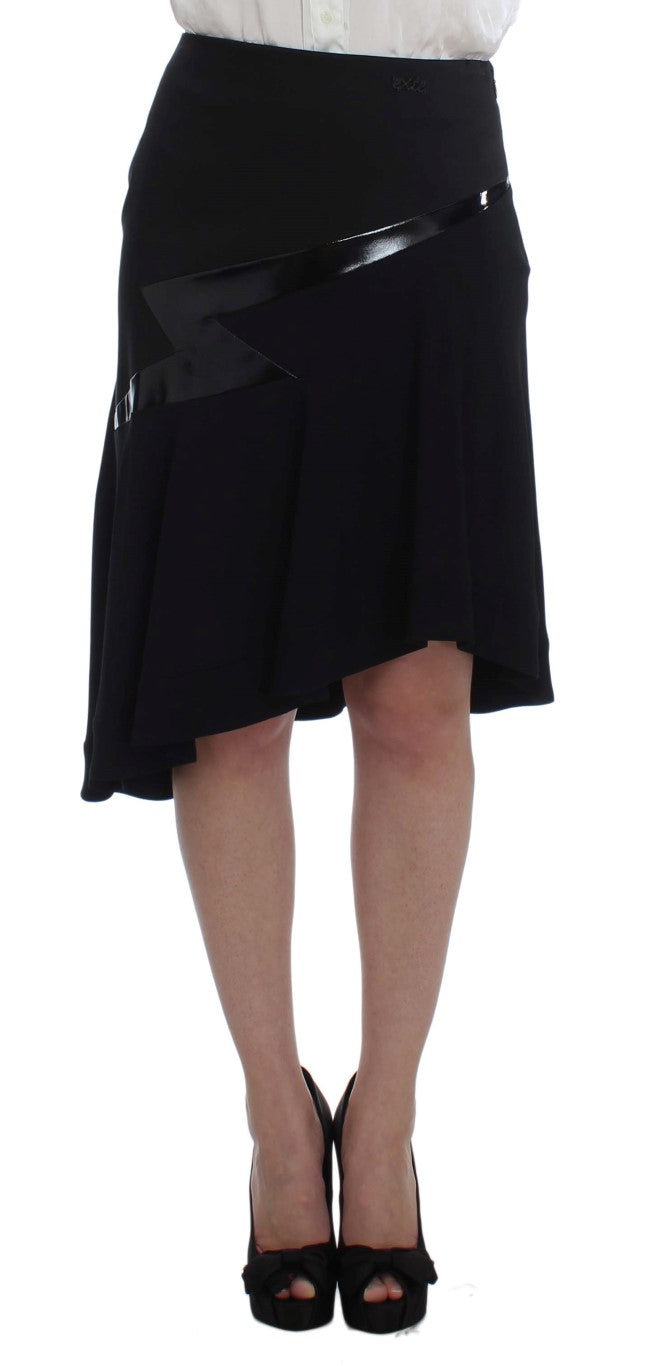 Exte Black Blue Two Piece Skirt Suit &amp