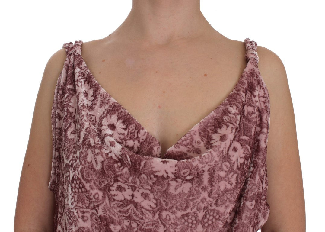 Exte Pink Viscose Silk Floral Print Blouse Top