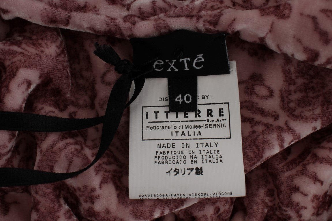 Exte Pink Viscose Silk Floral Print Blouse Top