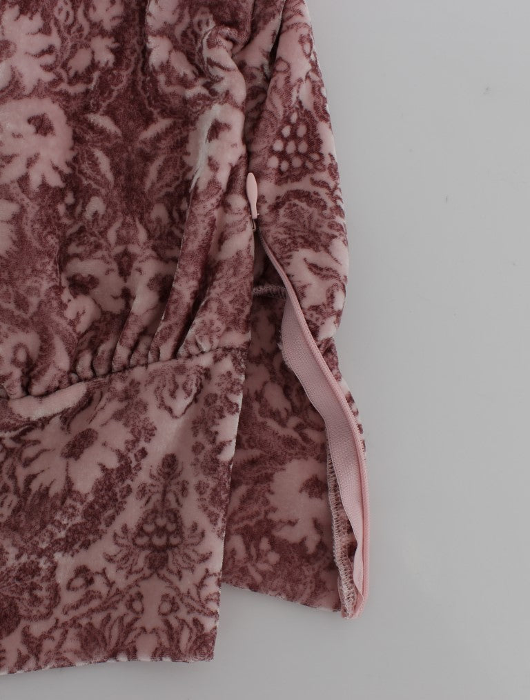 Exte Pink Viscose Silk Floral Print Blouse Top