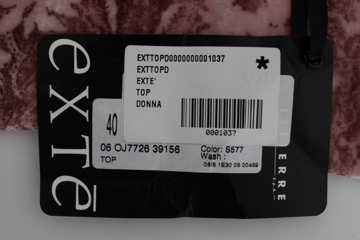 Exte Pink Viscose Silk Floral Print Blouse Top
