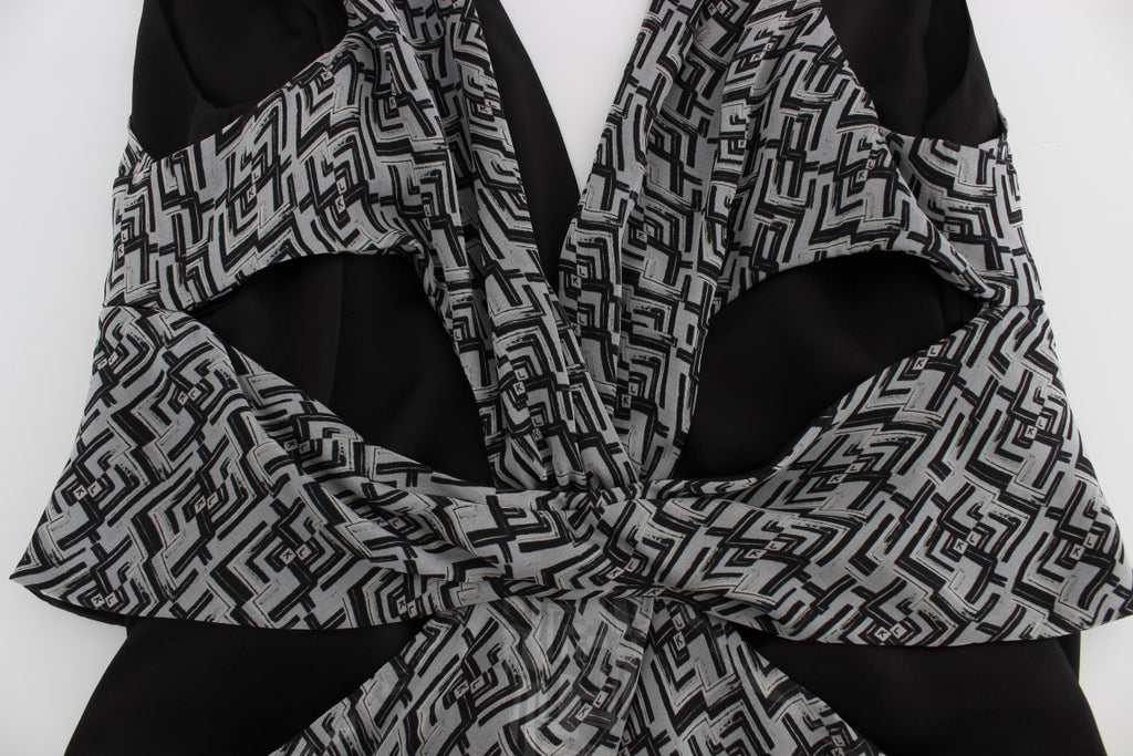 Karl Lagerfeld Graues Schwarzes Seidenblusentop