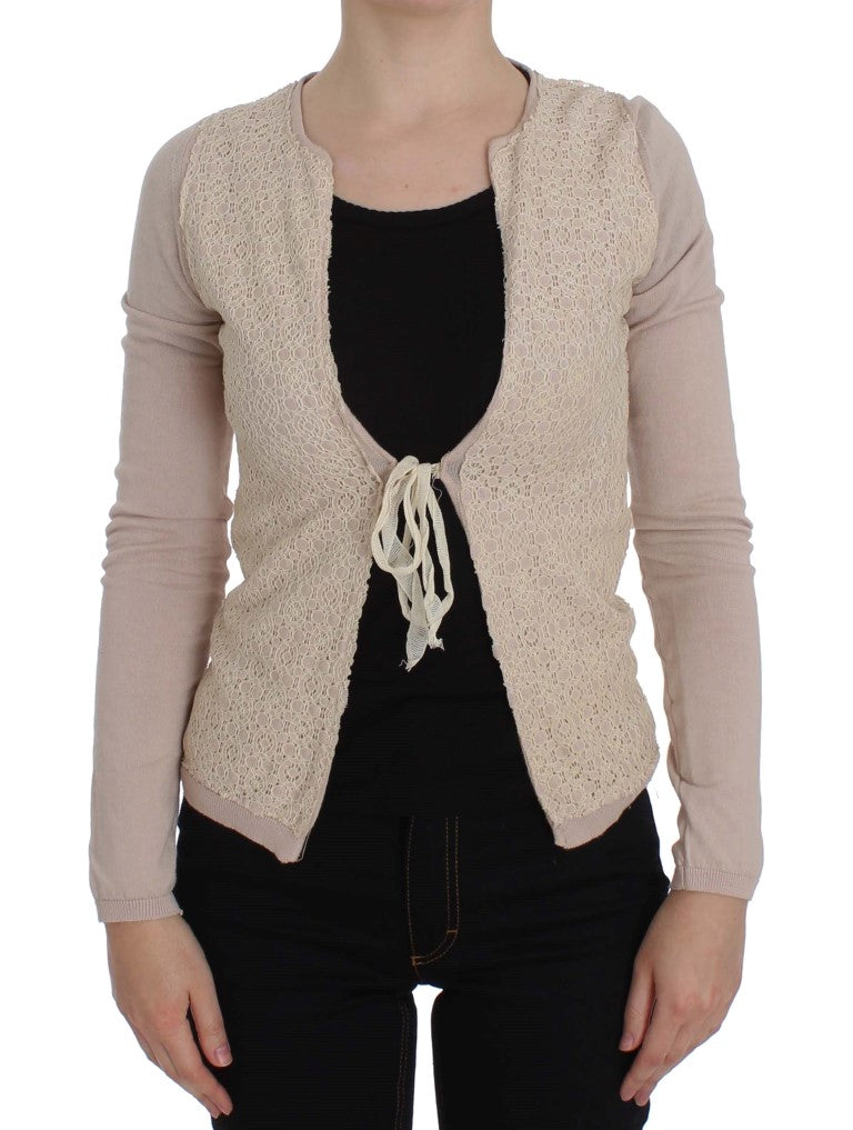 PINK MEMORIES Pink floral wrap sweater with lace