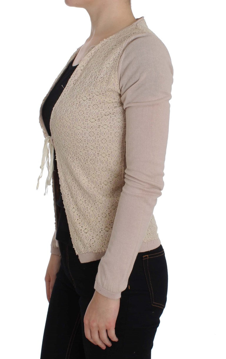 PINK MEMORIES Pink floral wrap sweater with lace
