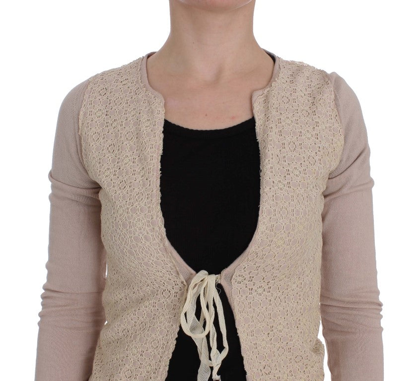 PINK MEMORIES Pink floral wrap sweater with lace
