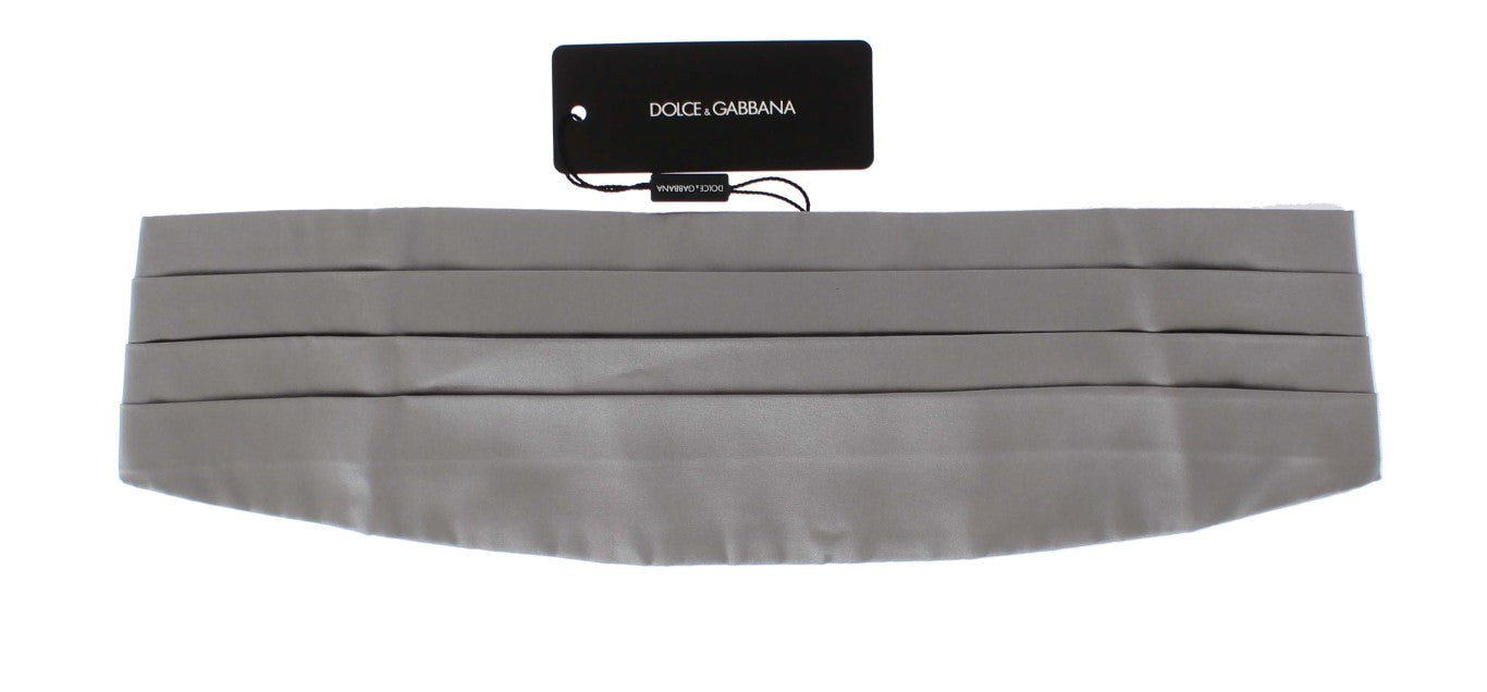 Dolce & Gabbana Silberner breiter Gürtel Seidenkummerbund