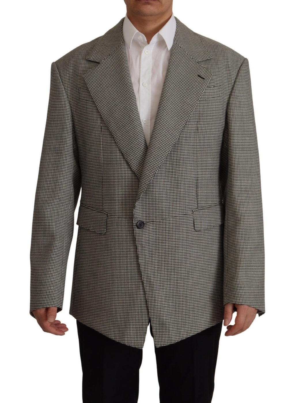 Dolce & Gabbana Grey Plaid Single-Breasted Blazer