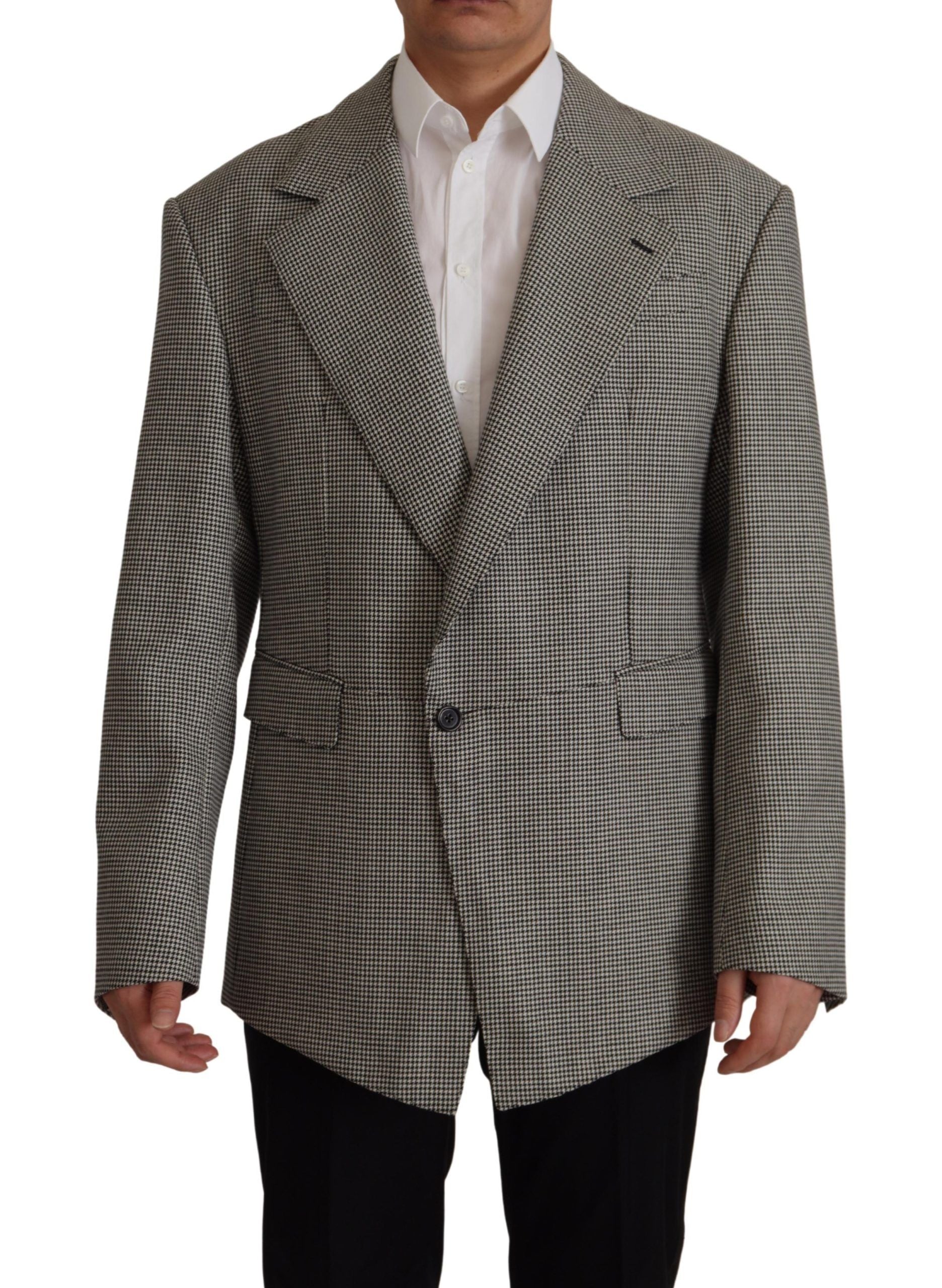 Dolce & Gabbana Grey Plaid Single-Breasted Blazer