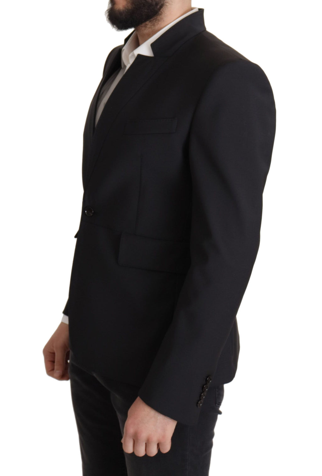 Dolce & Gabbana Schwarzer Wollmantel einreihig Männer Blazer