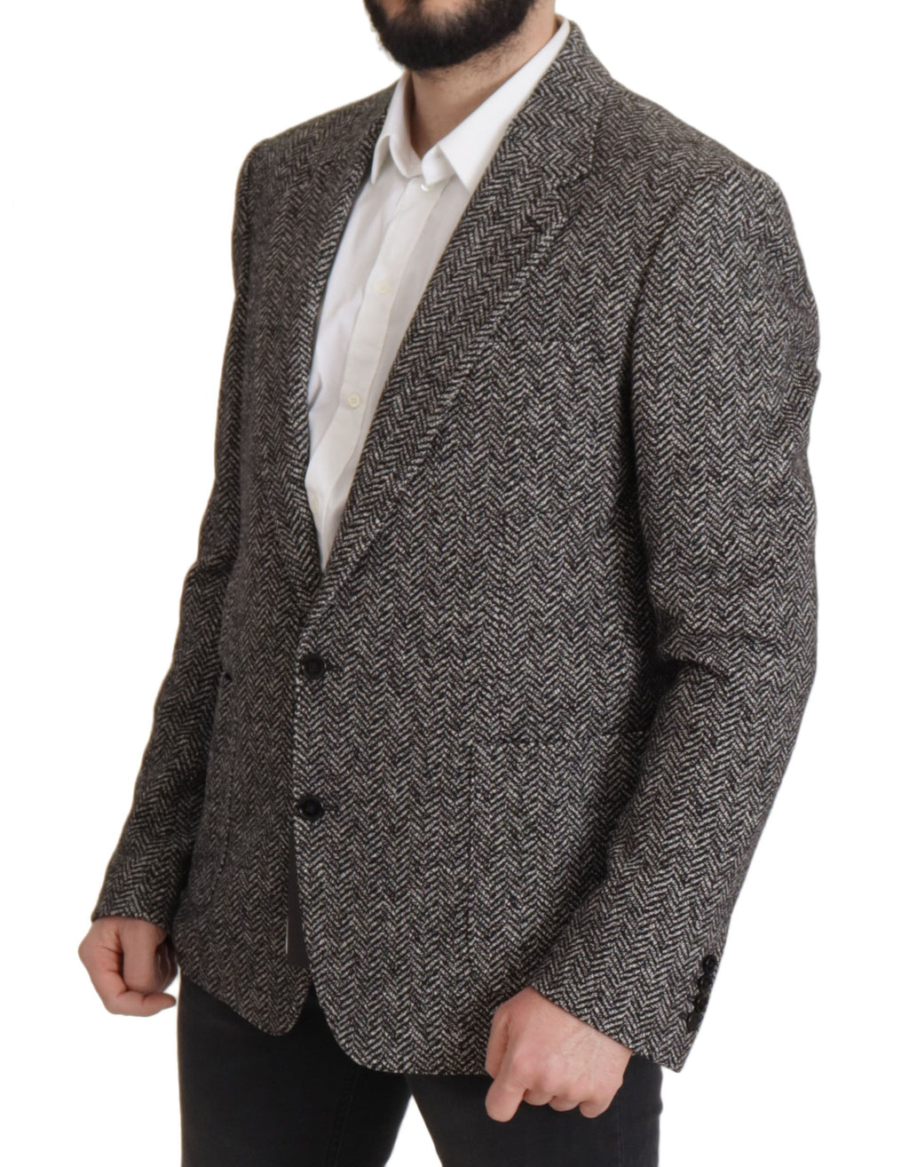 Dolce & Gabbana Grauer einreihiger Fantasy-Blazer aus Baumwolle