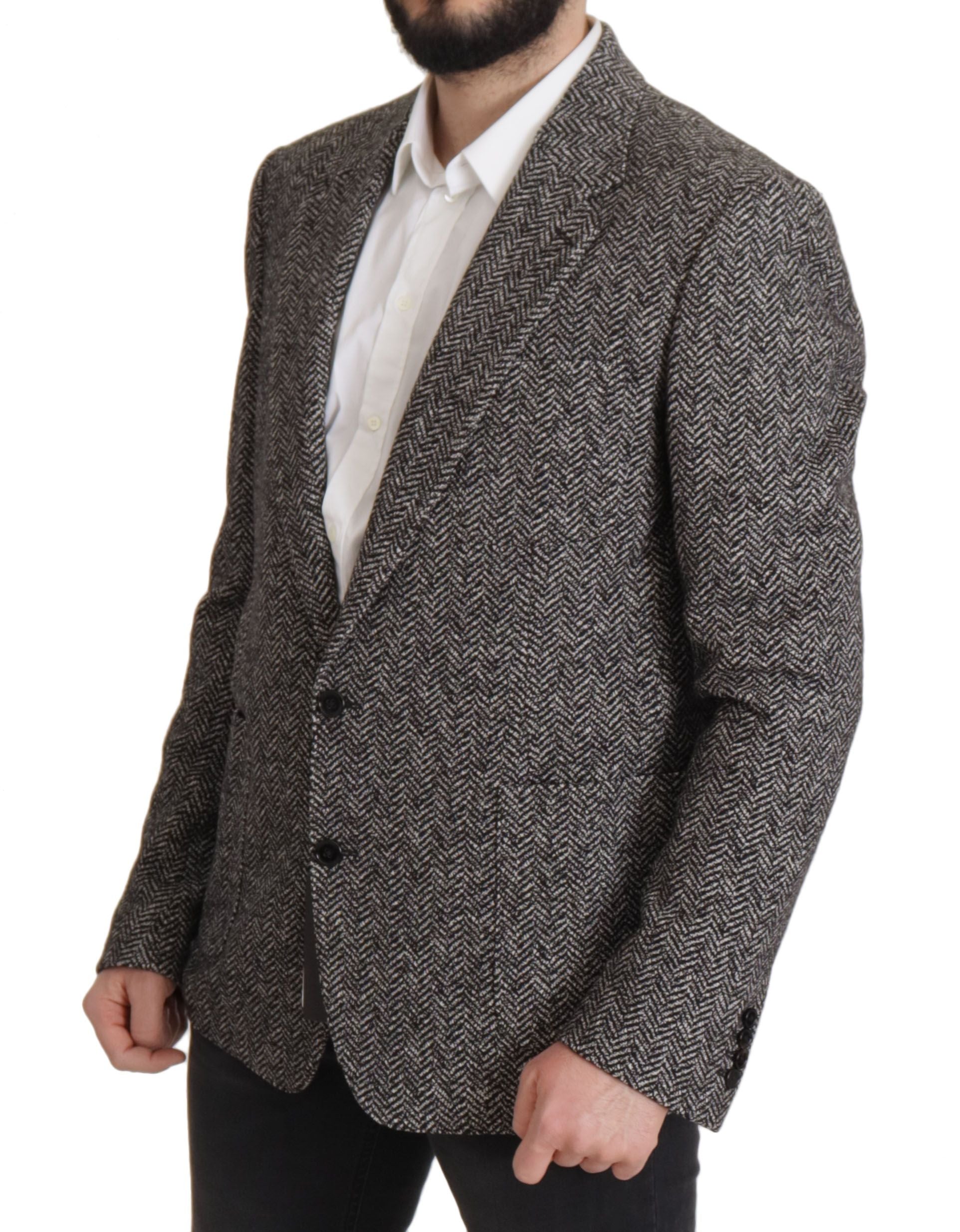 Dolce & Gabbana Grauer einreihiger Fantasy-Blazer aus Baumwolle