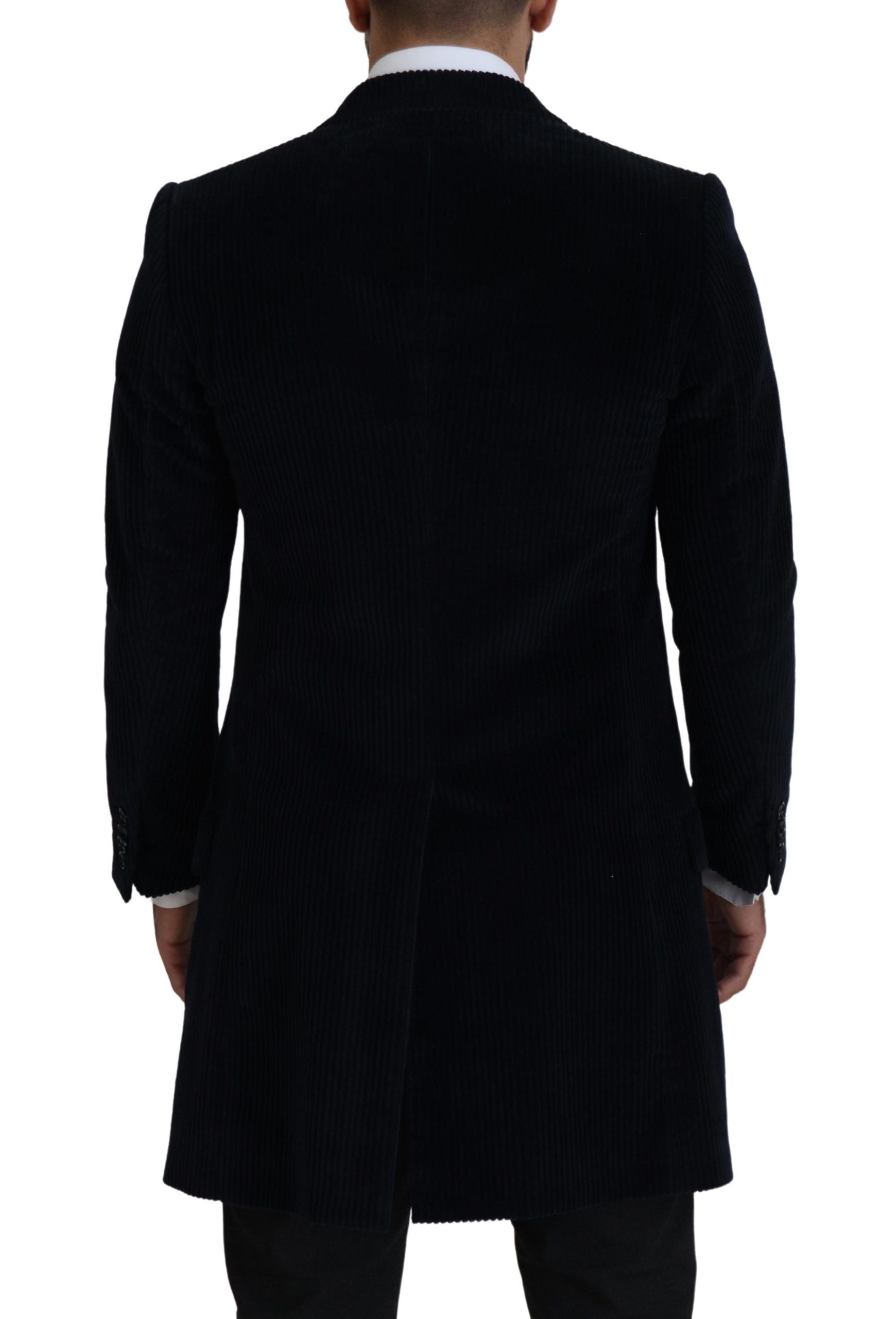 Dolce & Gabbana Black Cotton Cardigan Long Coat Men's Jacket