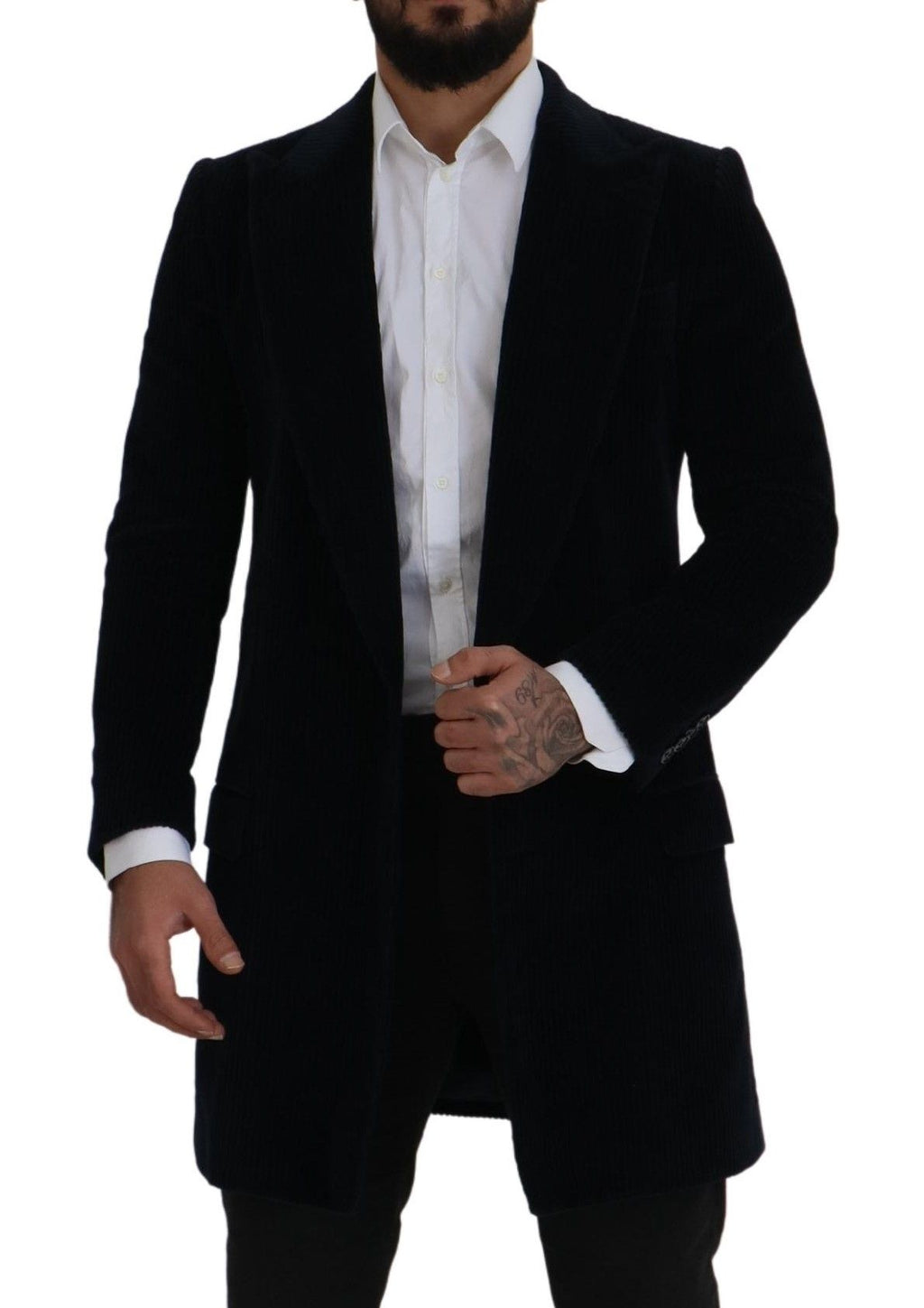 Dolce & Gabbana Black Cotton Cardigan Long Coat Men's Jacket
