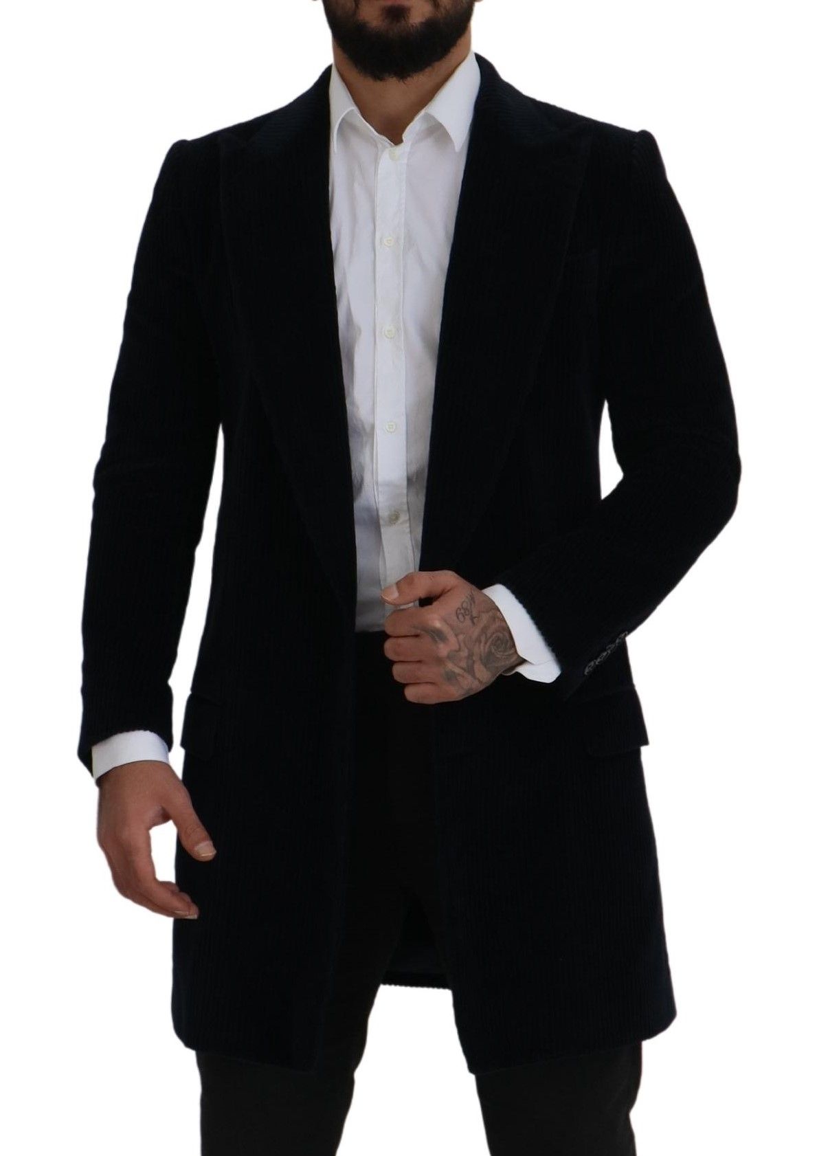 Dolce & Gabbana Black Cotton Cardigan Long Coat Men's Jacket