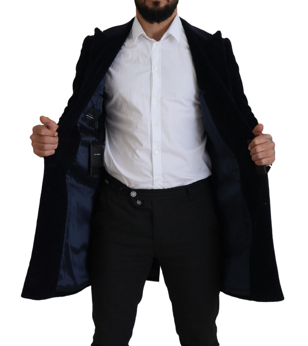 Dolce & Gabbana Black Cotton Cardigan Long Coat Men's Jacket