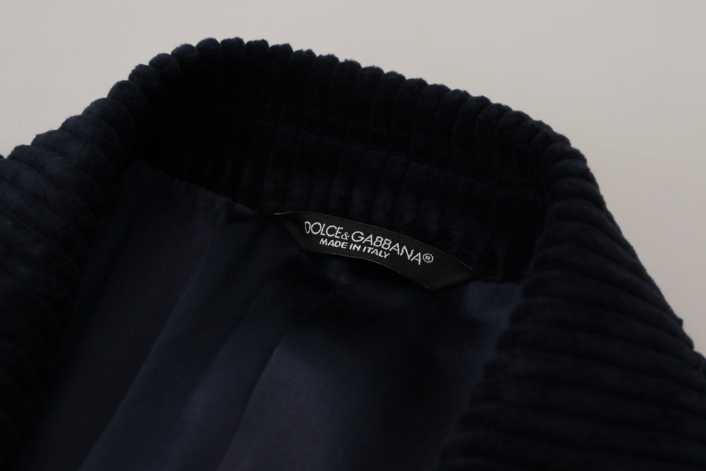 Dolce & Gabbana Black Cotton Cardigan Long Coat Men's Jacket
