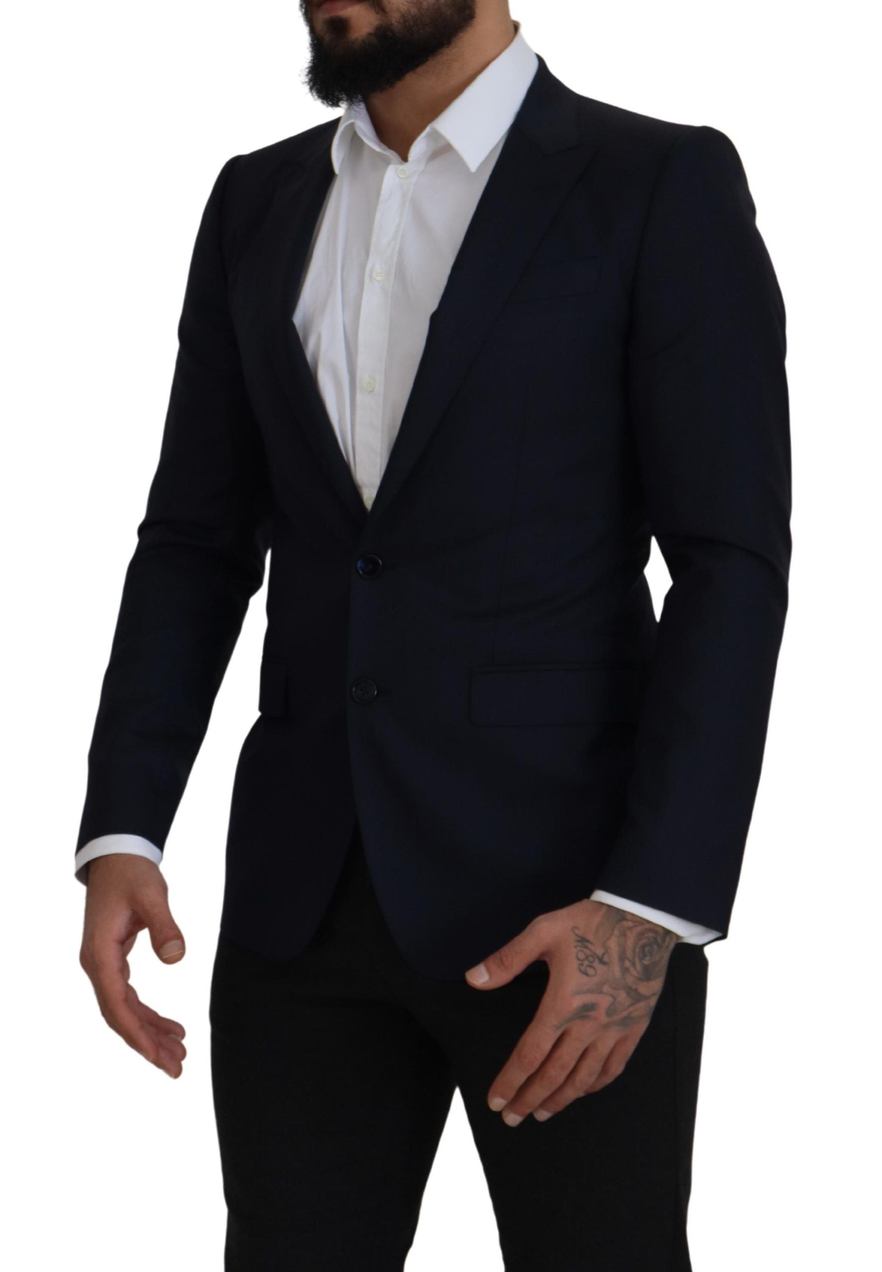 Dolce & Gabbana Blue Single-Breasted Wool Coat Blazer