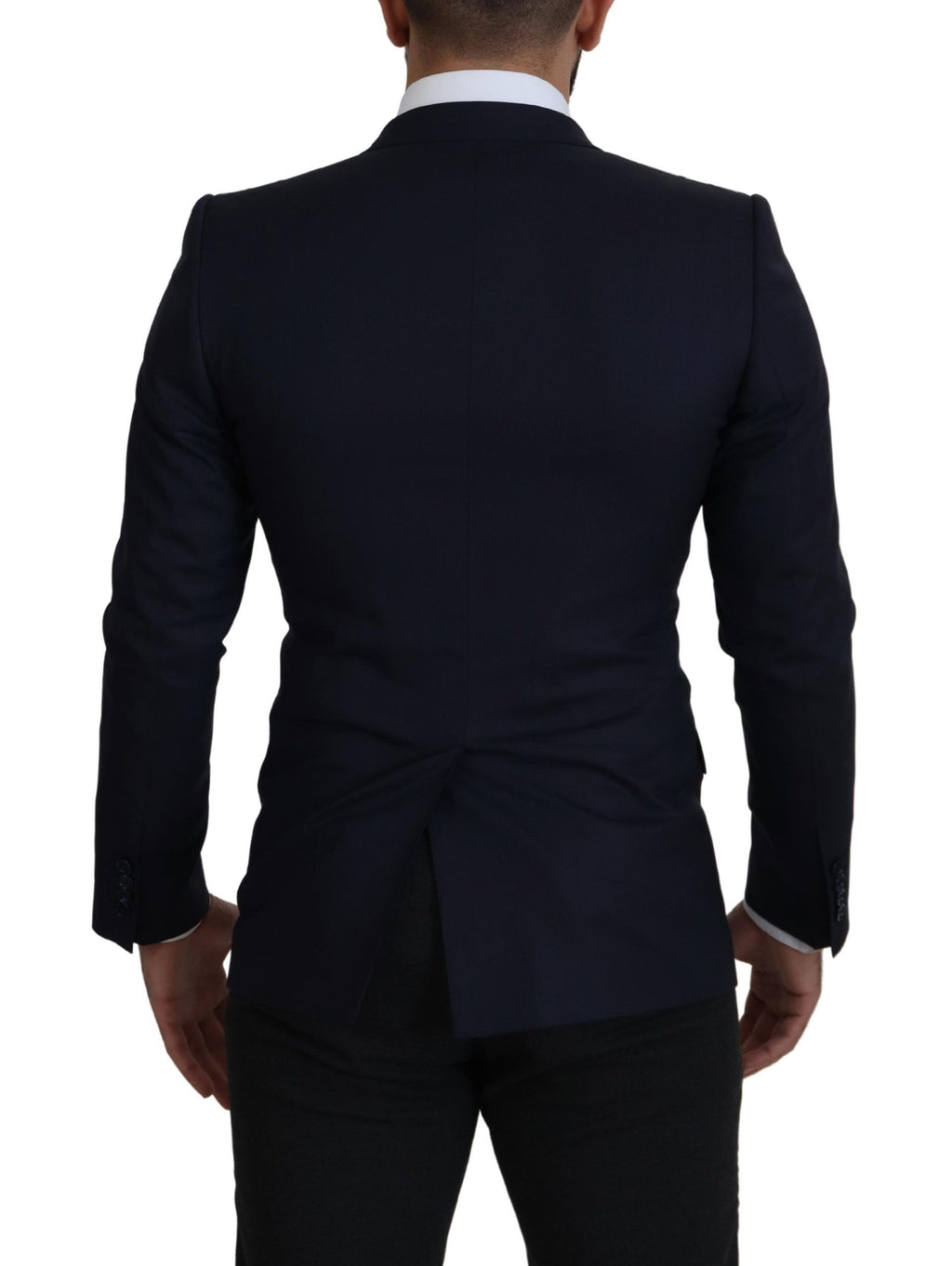 Dolce & Gabbana Blue Single-Breasted Wool Coat Blazer