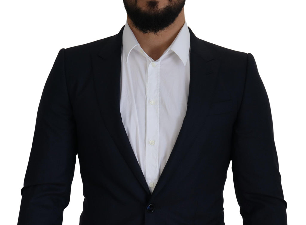 Dolce & Gabbana Blue Single-Breasted Wool Coat Blazer