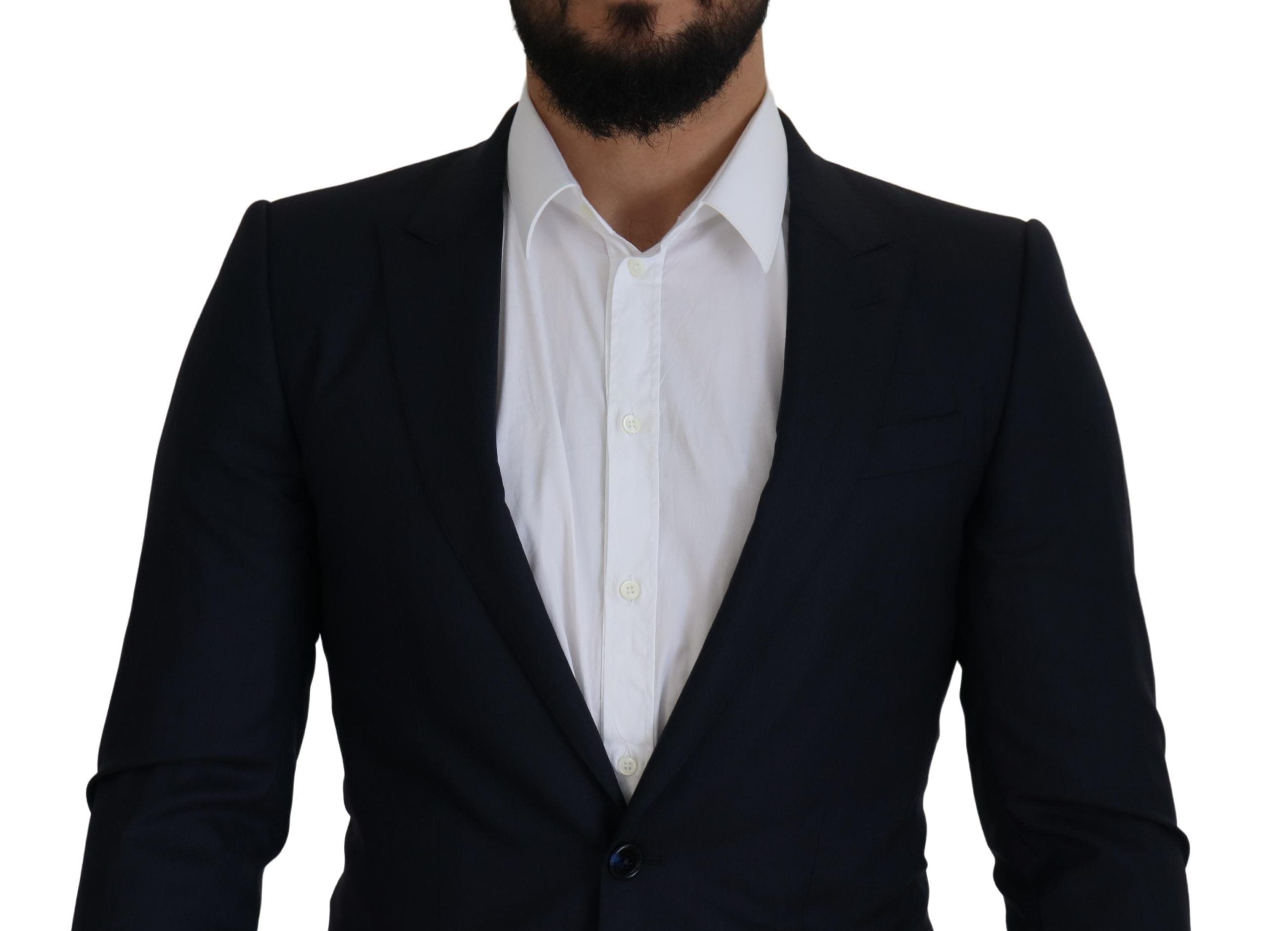 Dolce & Gabbana Blue Single-Breasted Wool Coat Blazer