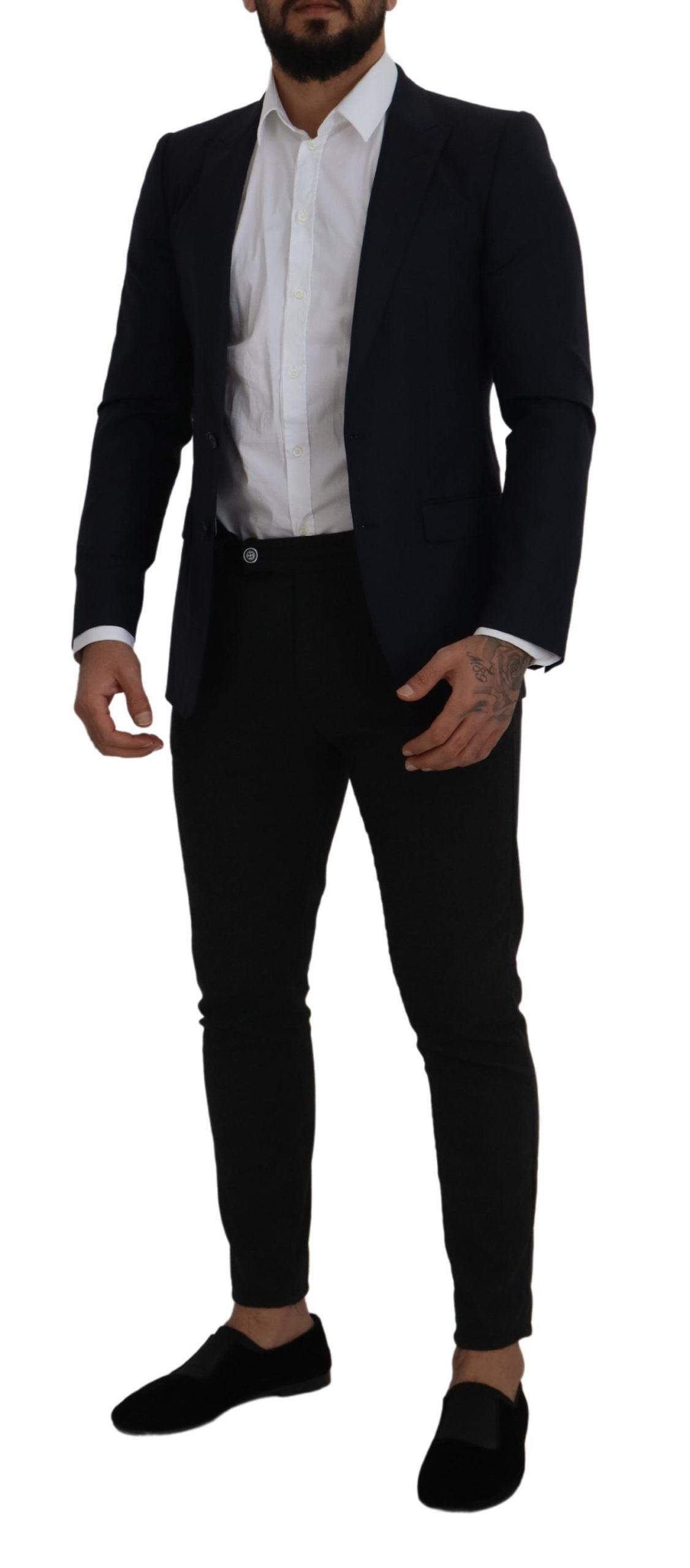 Dolce & Gabbana Blue Single-Breasted Wool Coat Blazer