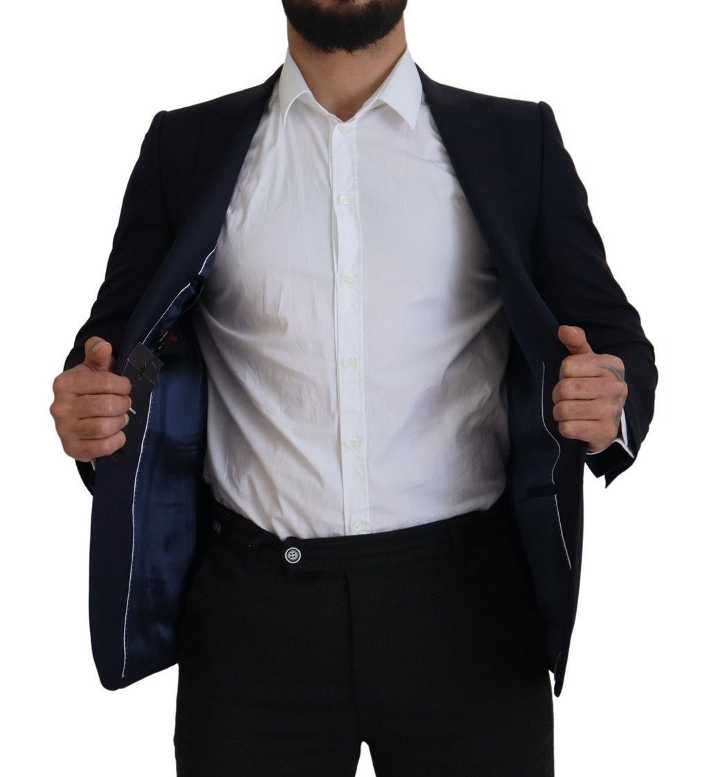Dolce & Gabbana Blue Single-Breasted Wool Coat Blazer