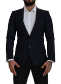 Dolce & Gabbana Blue Single-Breasted Wool Coat Blazer