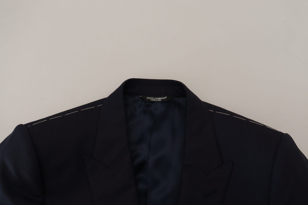 Dolce & Gabbana Blue Single-Breasted Wool Coat Blazer