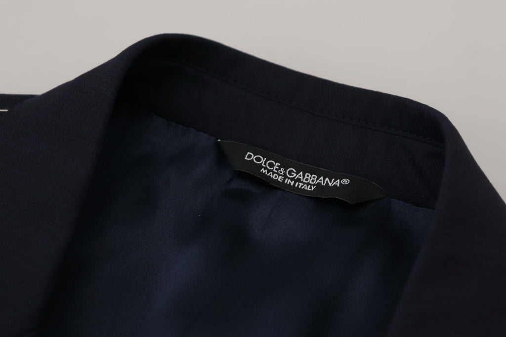 Dolce & Gabbana Blue Single-Breasted Wool Coat Blazer