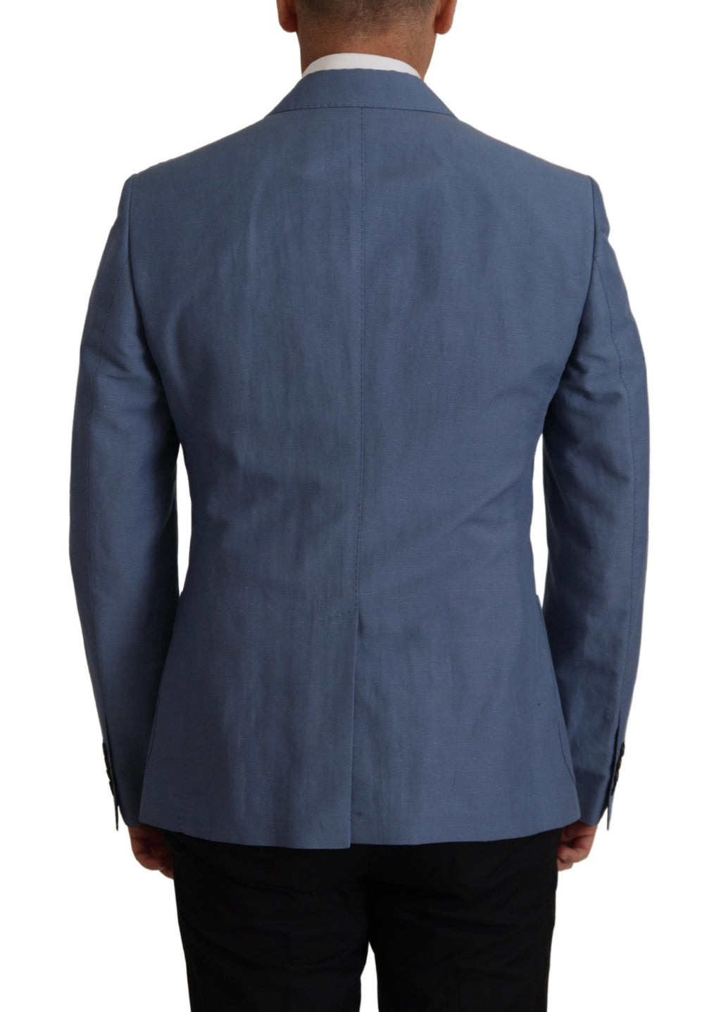 Dolce & Gabbana Blue Single-Breasted Logo Blazer Jacket