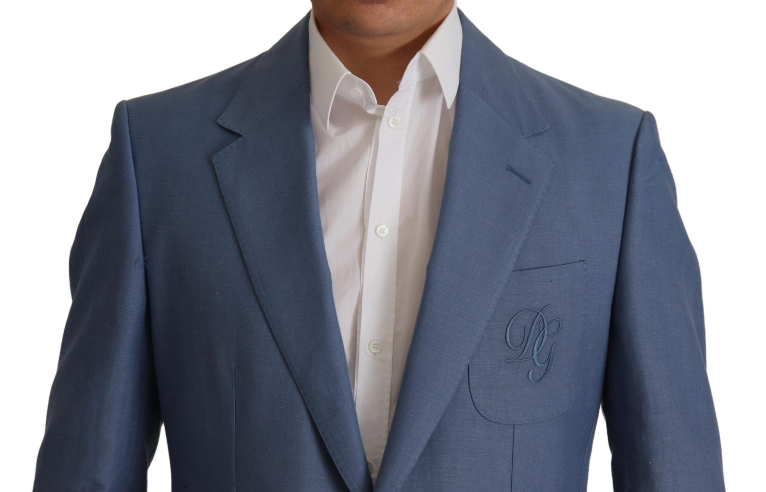 Dolce & Gabbana Blue Single-Breasted Logo Blazer Jacket
