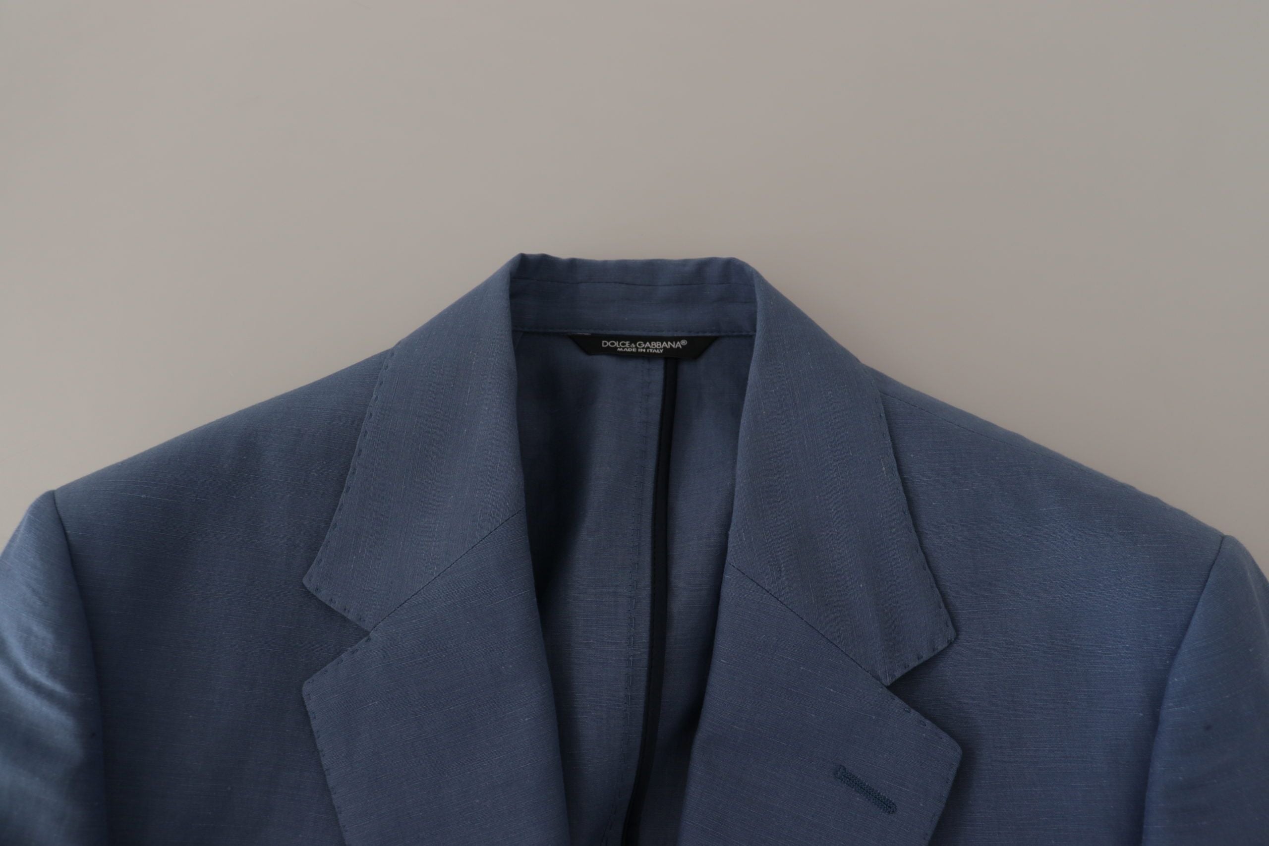 Dolce & Gabbana Blue Single-Breasted Logo Blazer Jacket