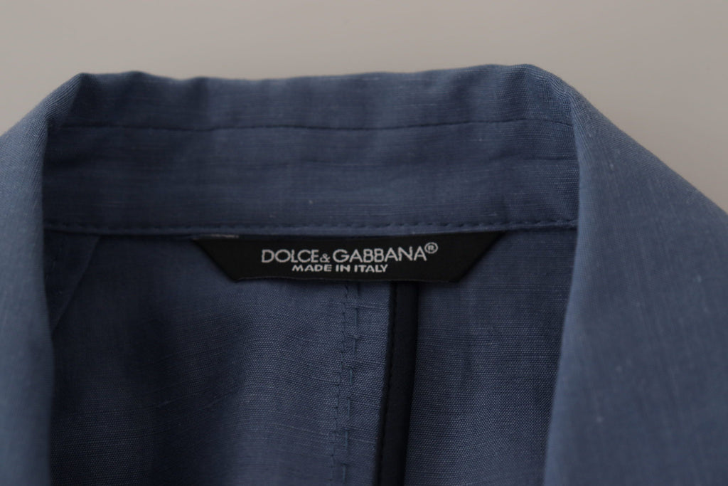 Dolce & Gabbana Blue Single-Breasted Logo Blazer Jacket