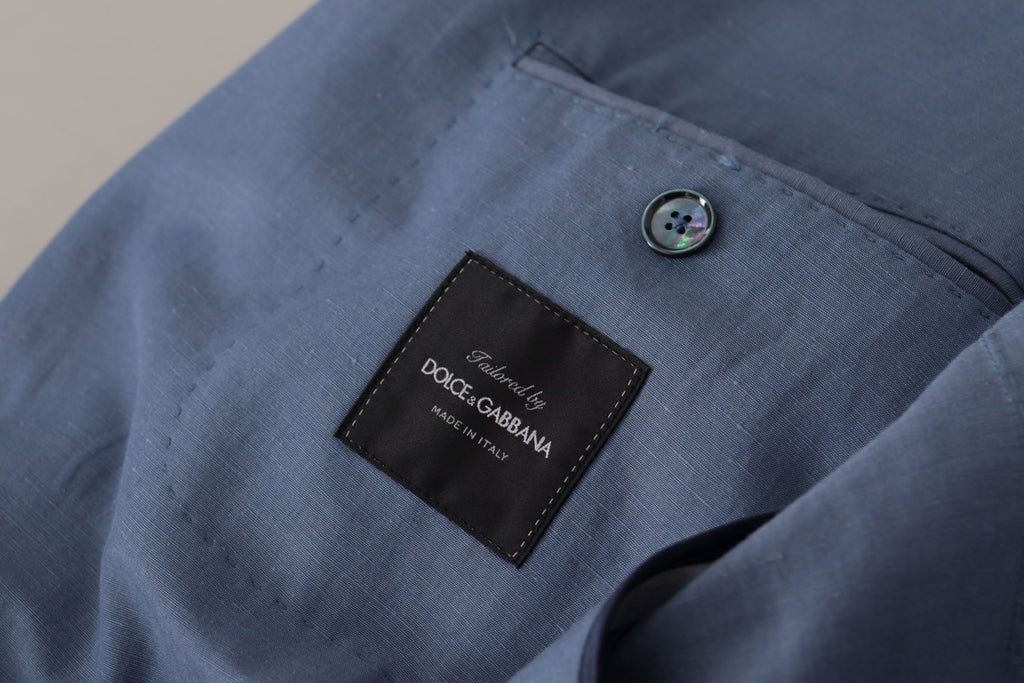 Dolce & Gabbana Blue Single-Breasted Logo Blazer Jacket